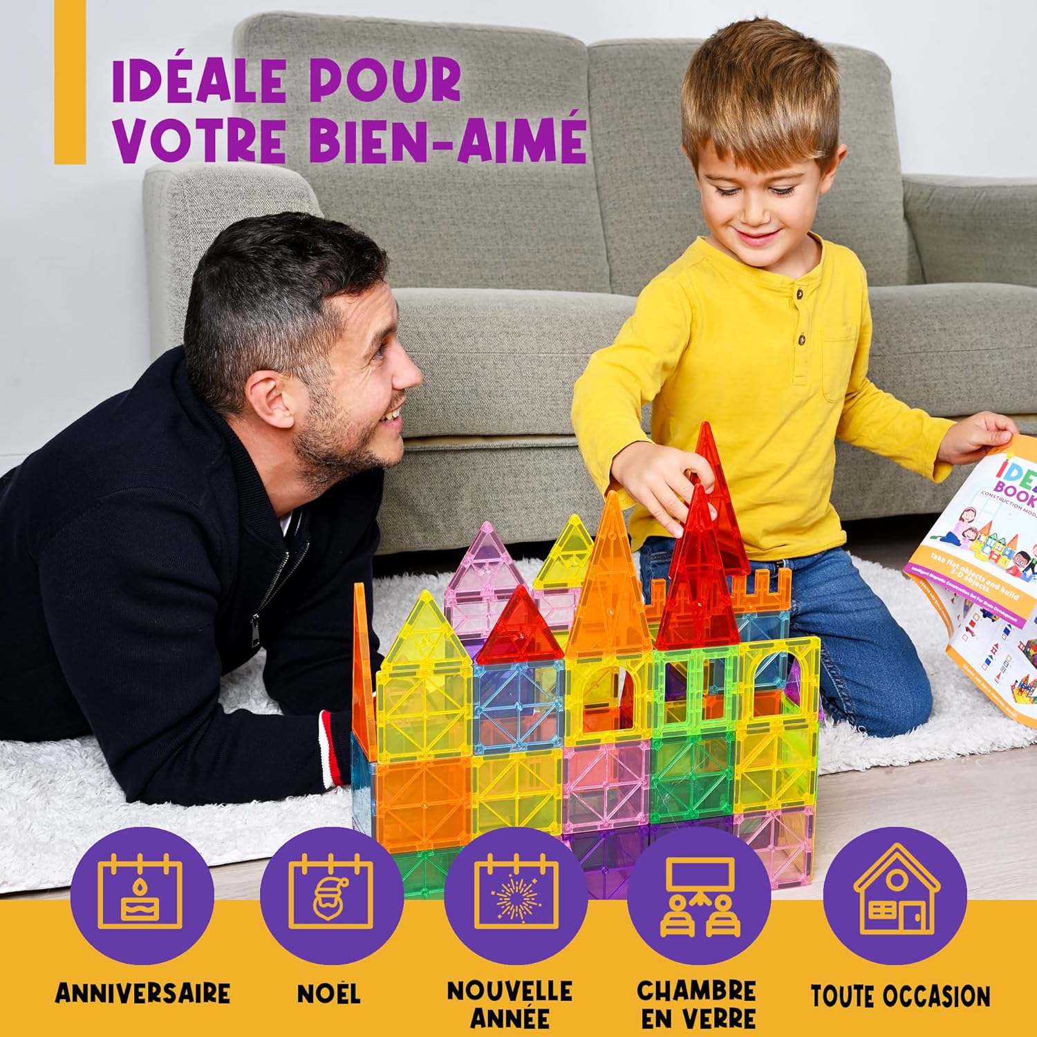 Thumbnail 5 de BYTANA Jeu de Construction Magnétique 68 Pièces – Blocs Aimantés 3D pour enfants à partir de 3 ans