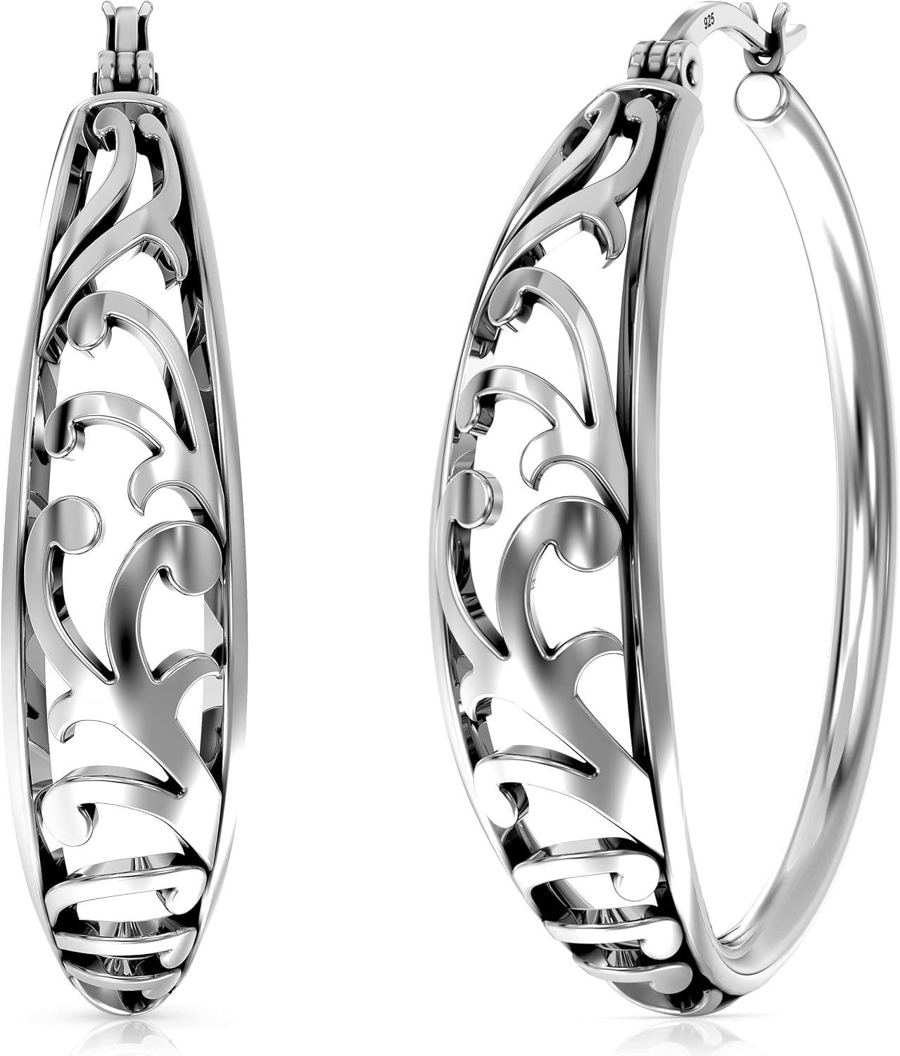 Detalle de LeCalla 925 Sterling Silber Creolen 32 mm
