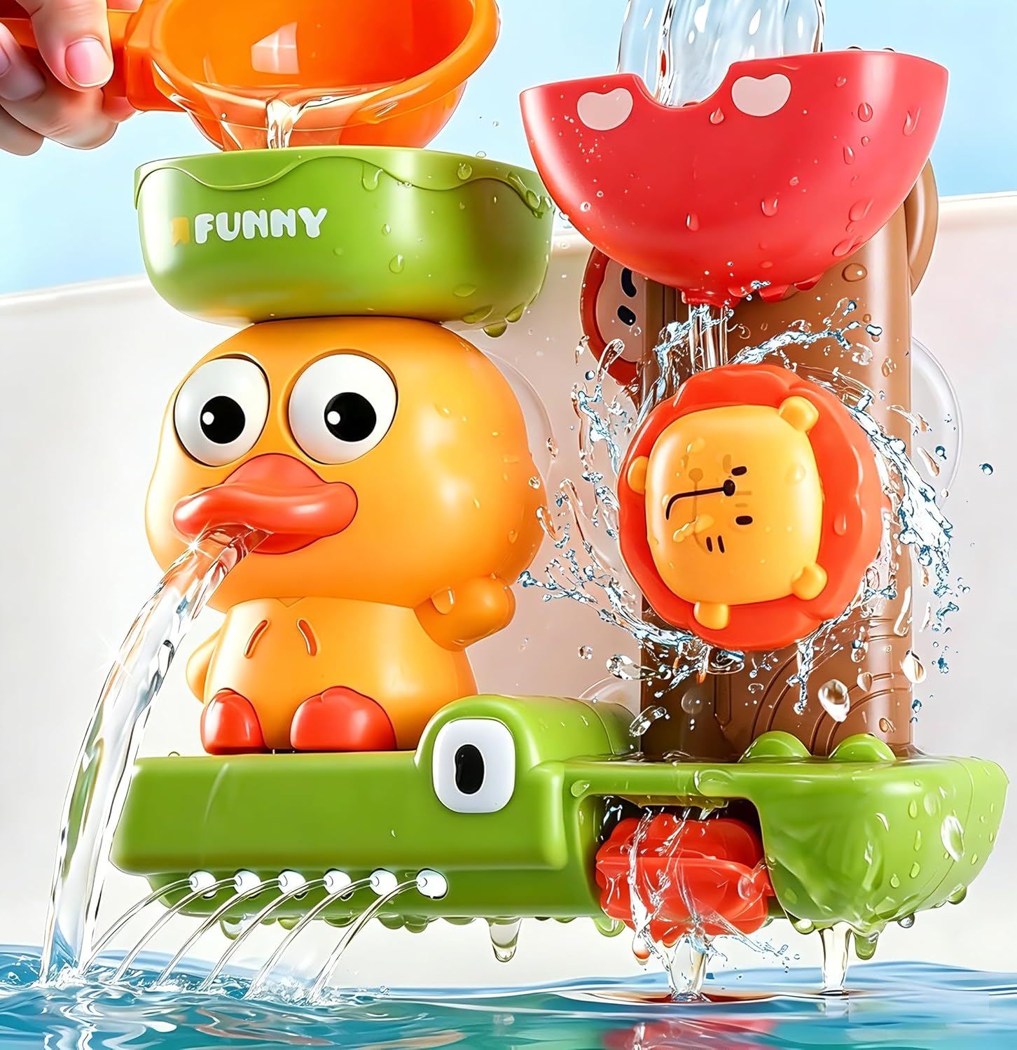 Detalle de KmmiFF Badespielzeug Baby ab 1 Jahr mit 3 Saugnäpfen, Wasserrad & Gießkanne