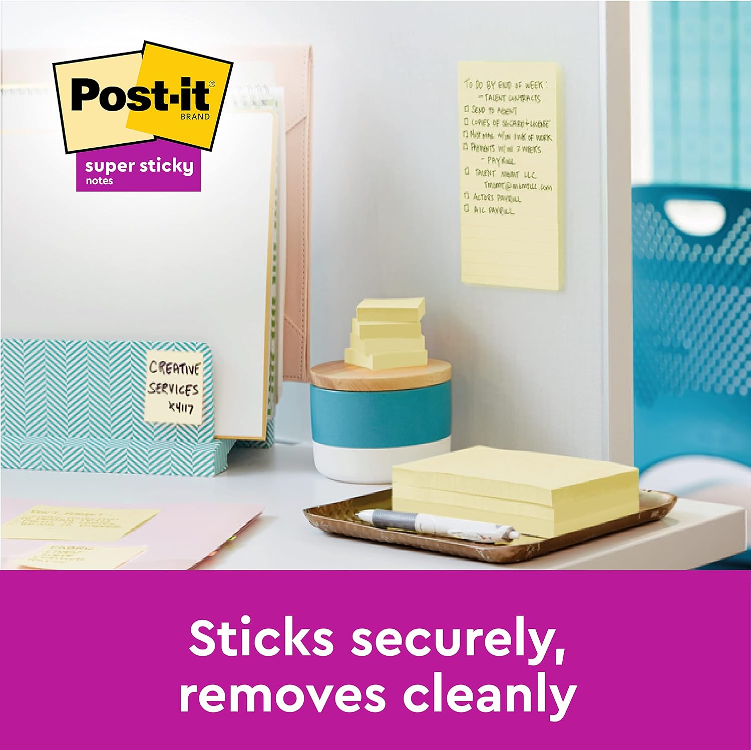 Thumbnail 3 de Post-it Super Sticky Notes (Canary Yellow) – 76 x 127 mm, 540 sheets with extra-strong double sticking power