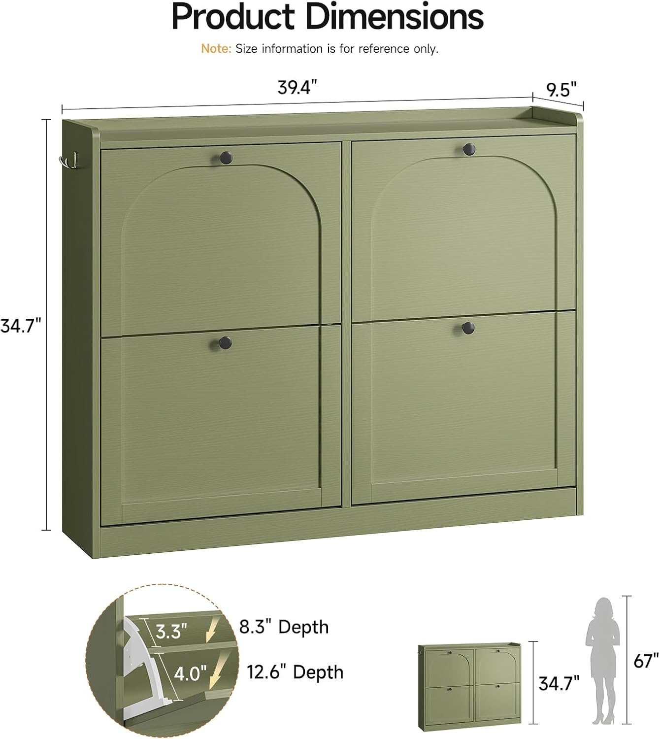 Thumbnail 1 de ONBRILL Shoe Cabinet with 4 Flip Drawers