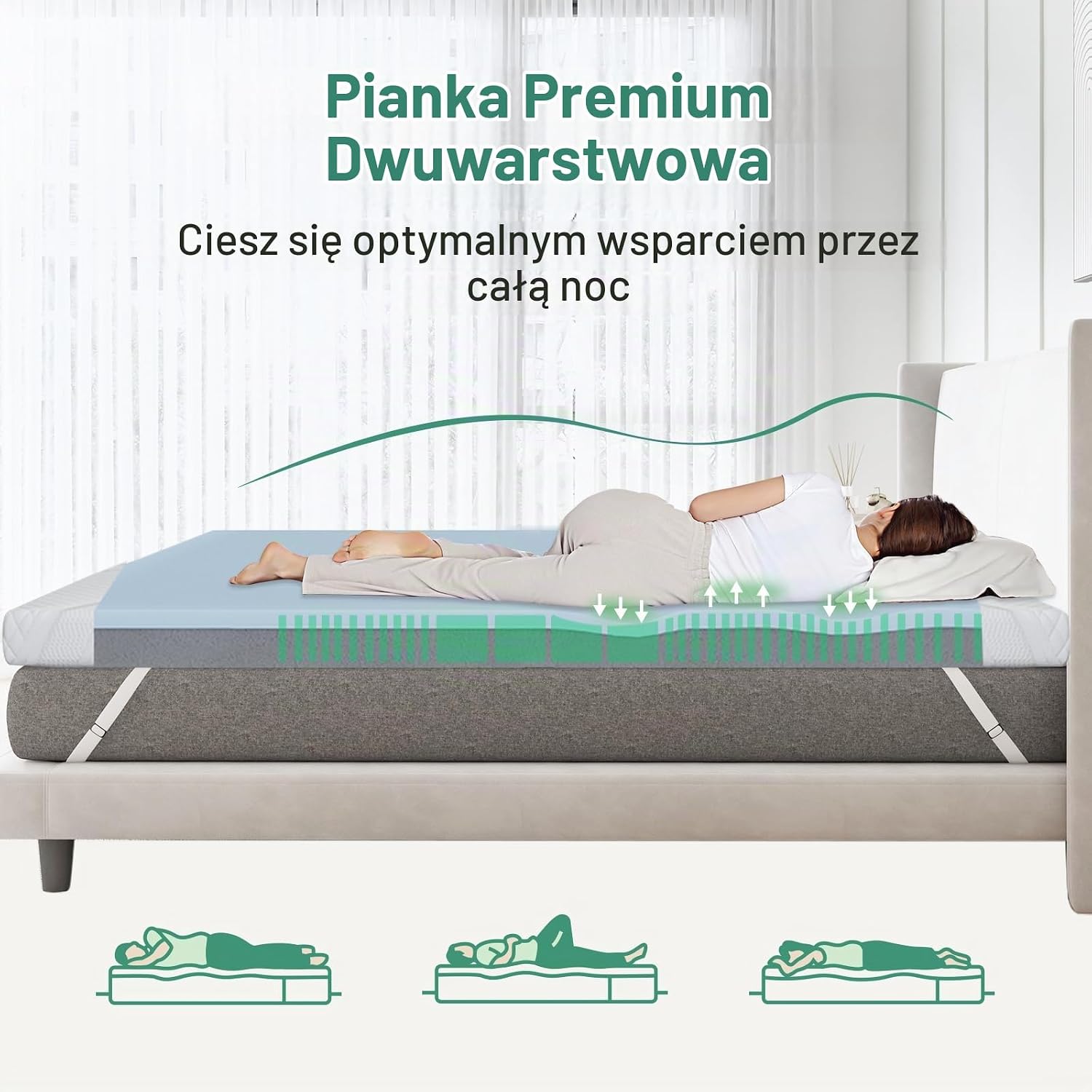 Thumbnail 4 de Novilla materac nawierzchniowy 140 × 190 cm, 7,5 cm, pianka żelowa memory