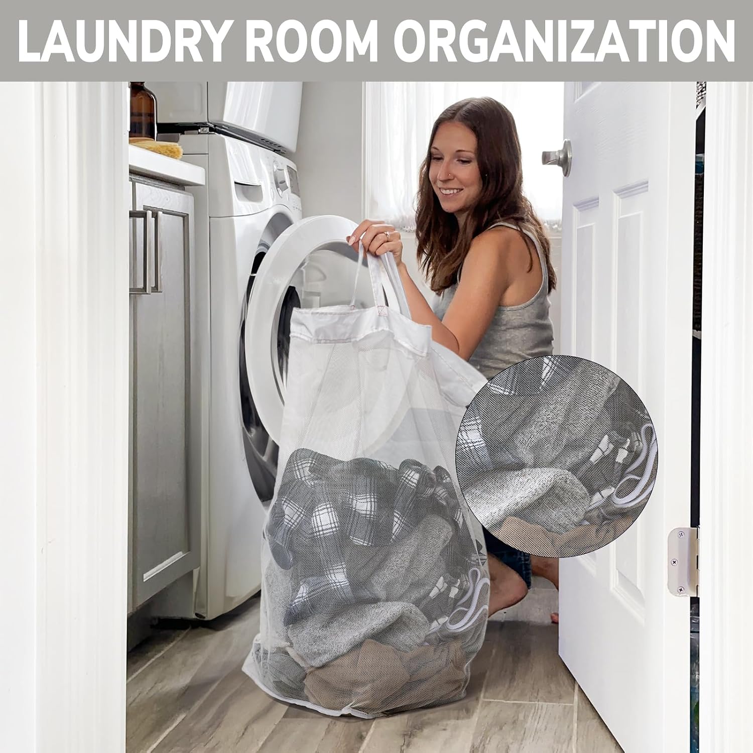 Detalle 1 de Goodpick Canvas07wheel75-pink white 2-Pack Rolling Laundry Hampers, 75L