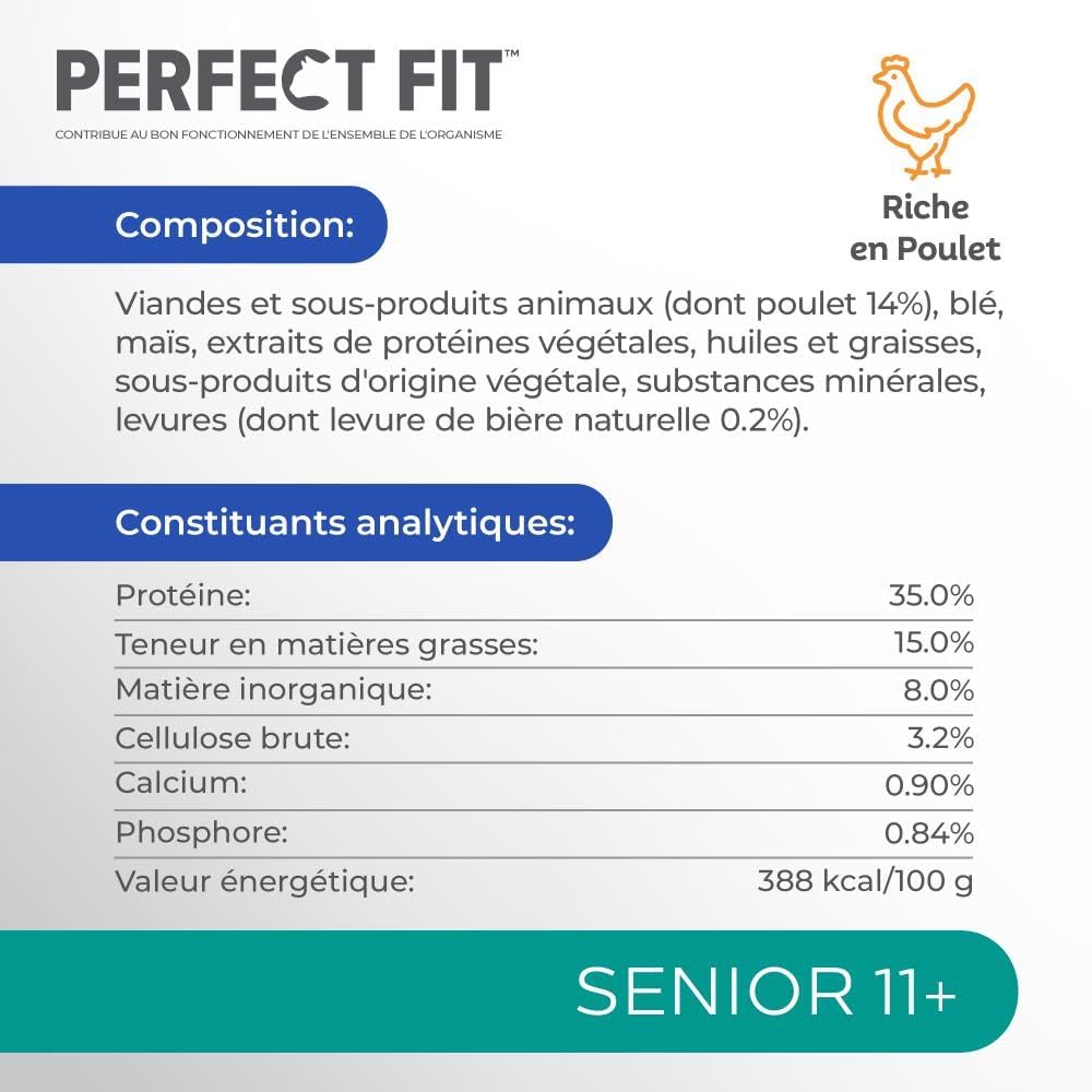 Detalle 2 de PERFECT FIT Senior 11+ Croquettes Gourmandes pour Chat Senior Stérilisé – Poulet, 1,4 kg (Lot de 5)