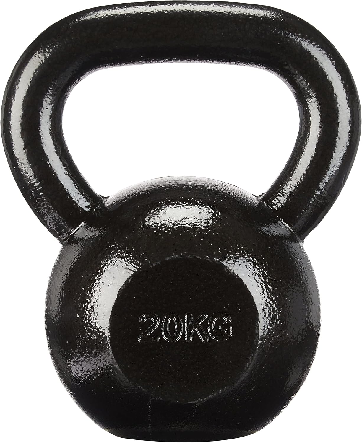 Detalle de Amazon Basics kettlebell żeliwny z szerokim, teksturowanym uchwytem