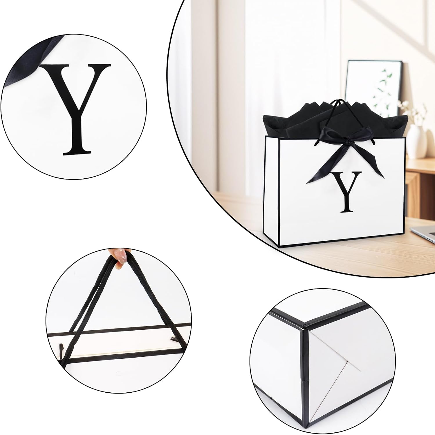Thumbnail 2 de Medium Gift Bag with Initial Y and Tissue Paper – 11 Inches
