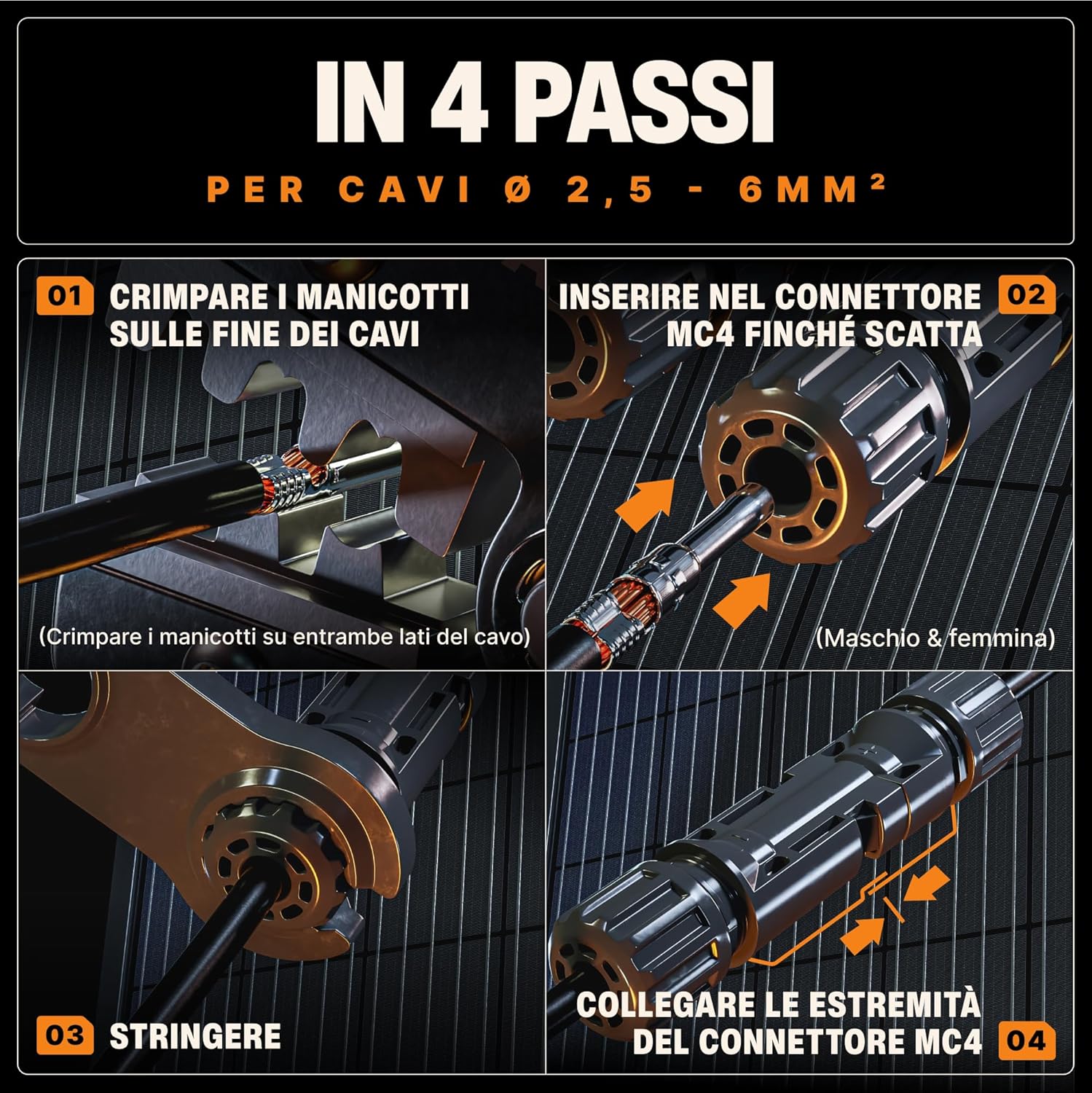 Thumbnail 2 de BAURIX Pinza per crimpare MC4 [2,5-6mm²] – Strumento affidabile per connettori solari MC4