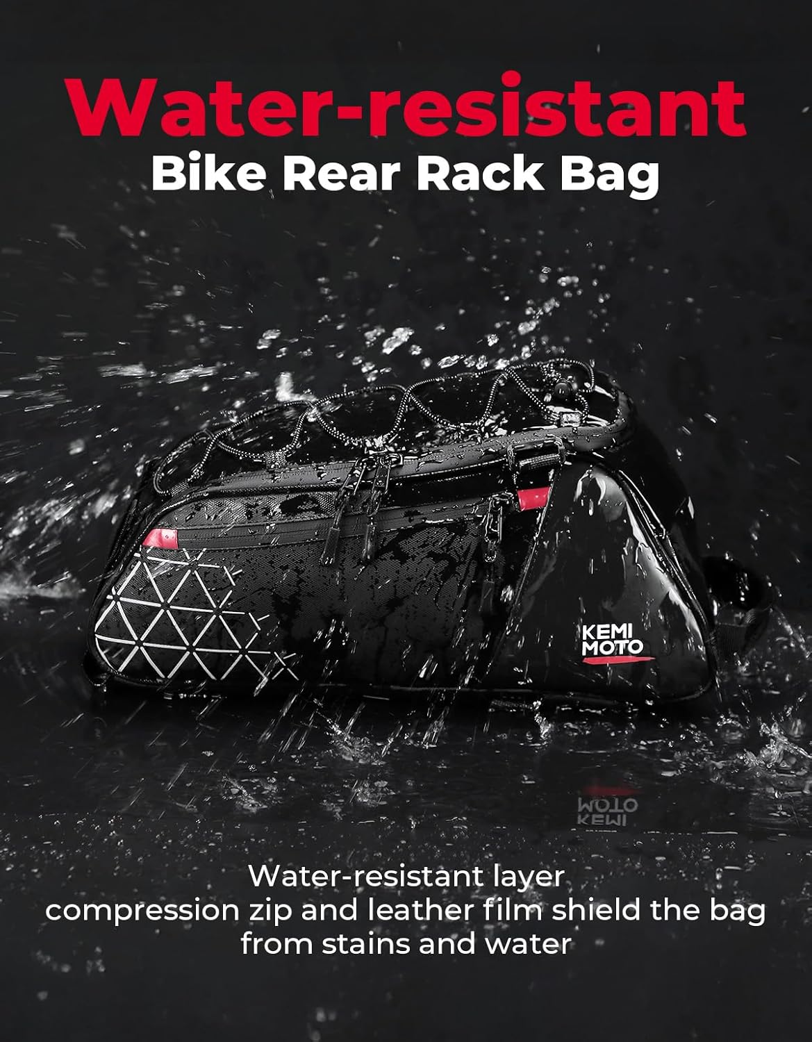 Detalle de KEMIMOTO 14L sacoche vélo arrière 2 en 1 avec poche isotherme amovible 6L et compartiment 8L