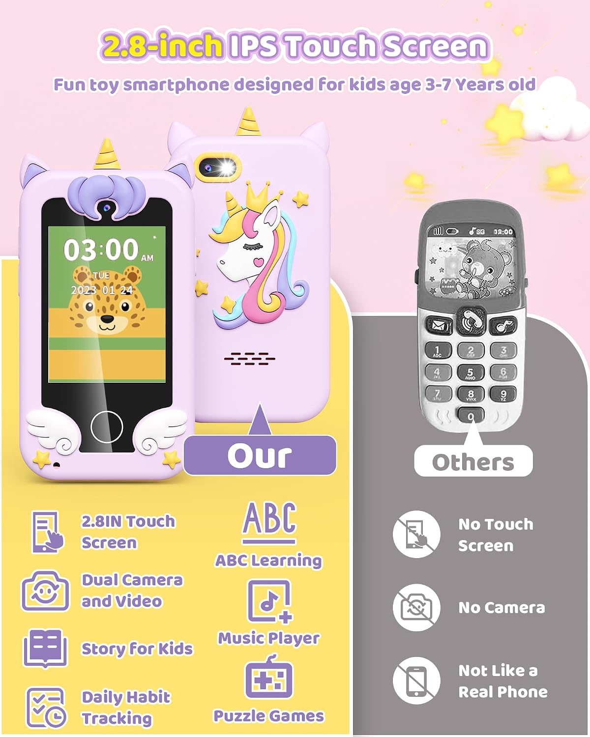 Thumbnail 4 de Kinder Handy Smartphone Spielzeug – Einhorn-Geschenke, Lernspaß und Alltagstauglichkeit für 3–8-Jährige