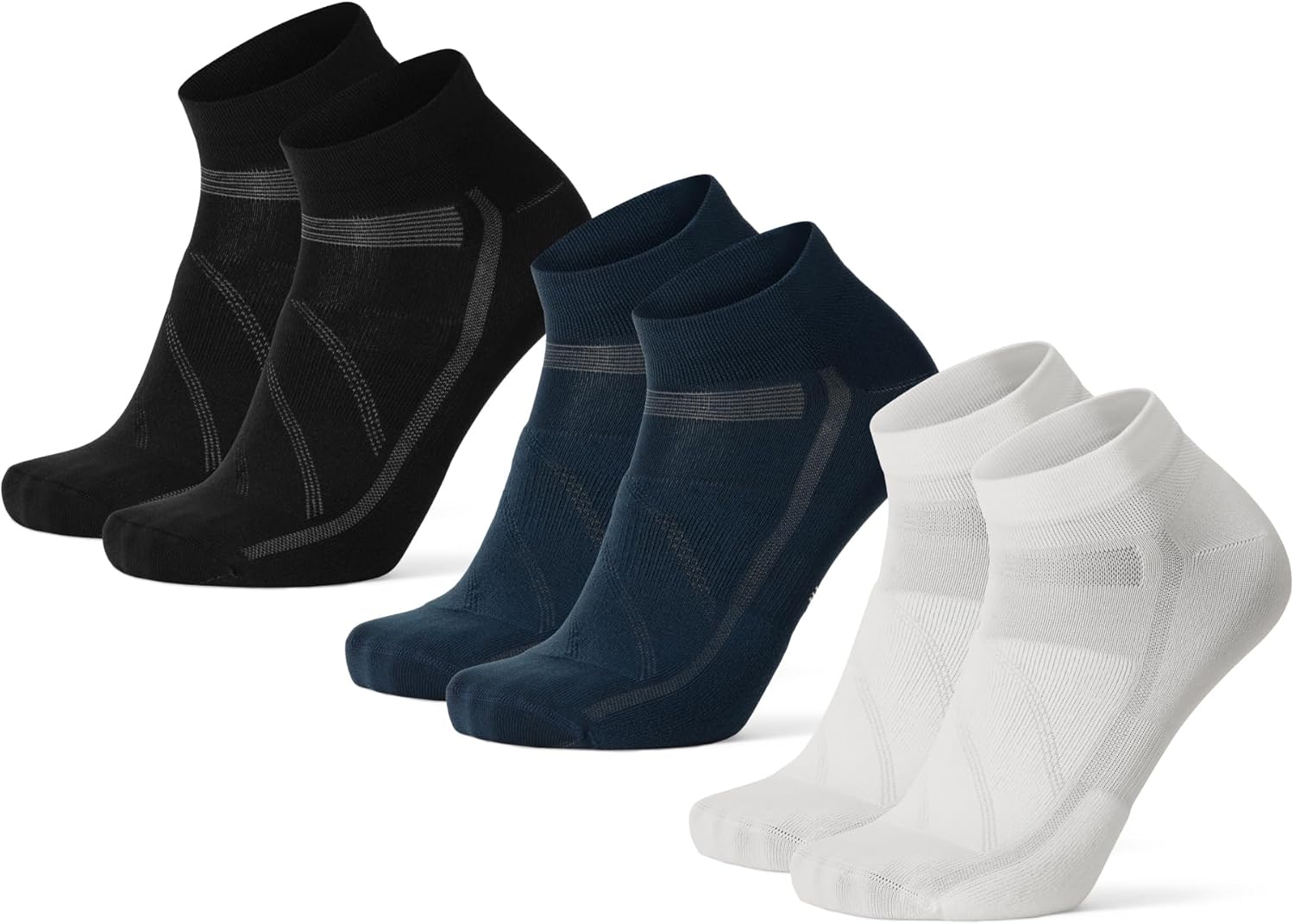 Detalle de DANISH ENDURANCE Kurze Fahrradsocken – Gepolsterte Low-Cut Socken für Sommerfahrten (3 Paar)