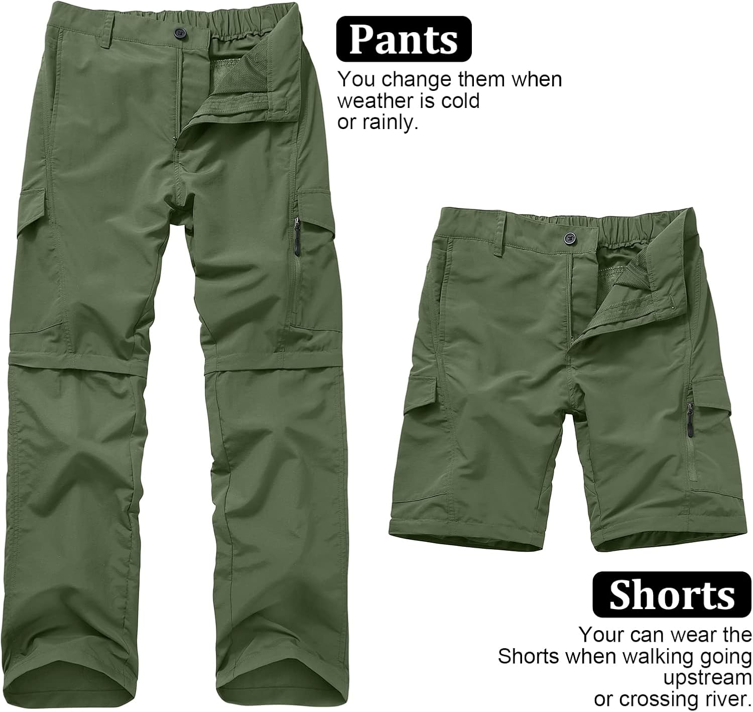 Thumbnail 6 de Men's Hiking Pants Quick Dry Lightweight Fishing Convertible Zip-Off Safari Trousers
