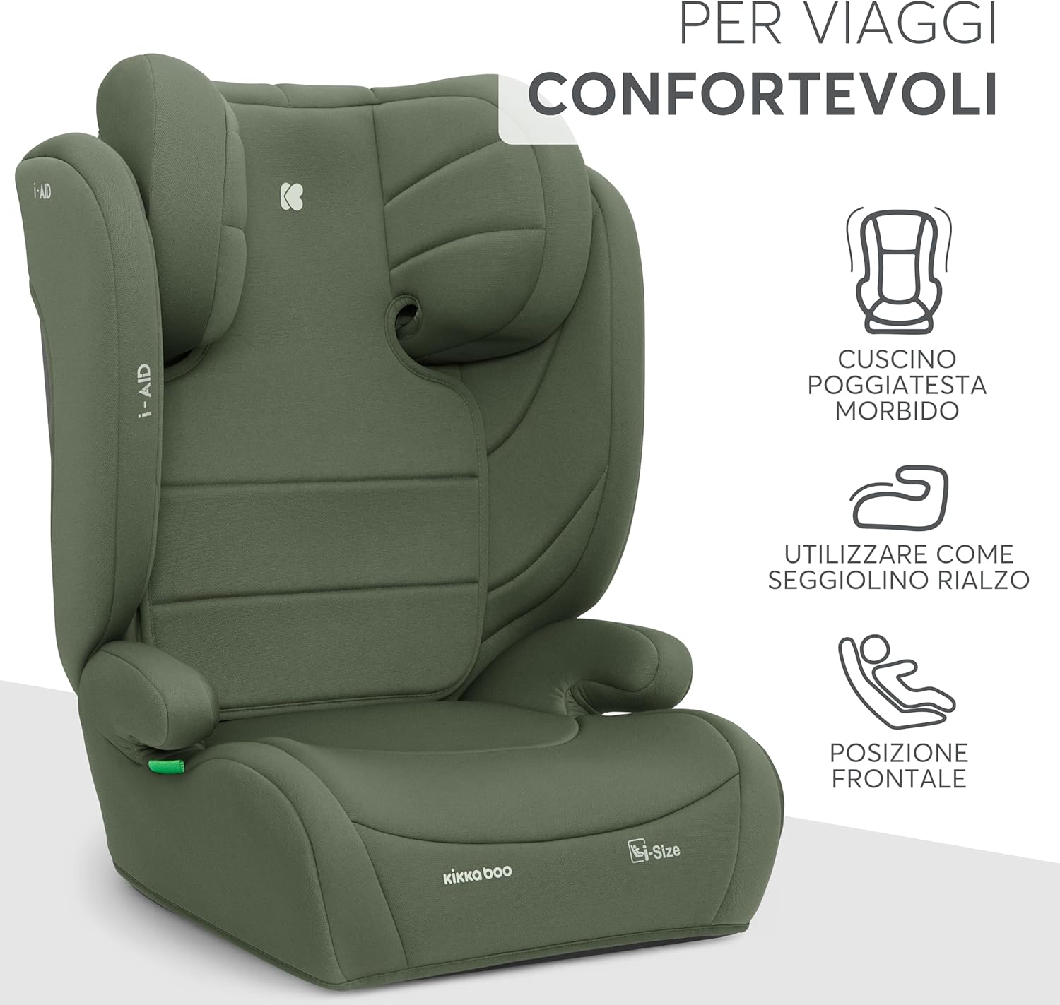 Thumbnail 6 de KikkaBoo Seggiolino Auto 15-36 kg i-AID: comfort e sicurezza per crescere con te (Verde militare)