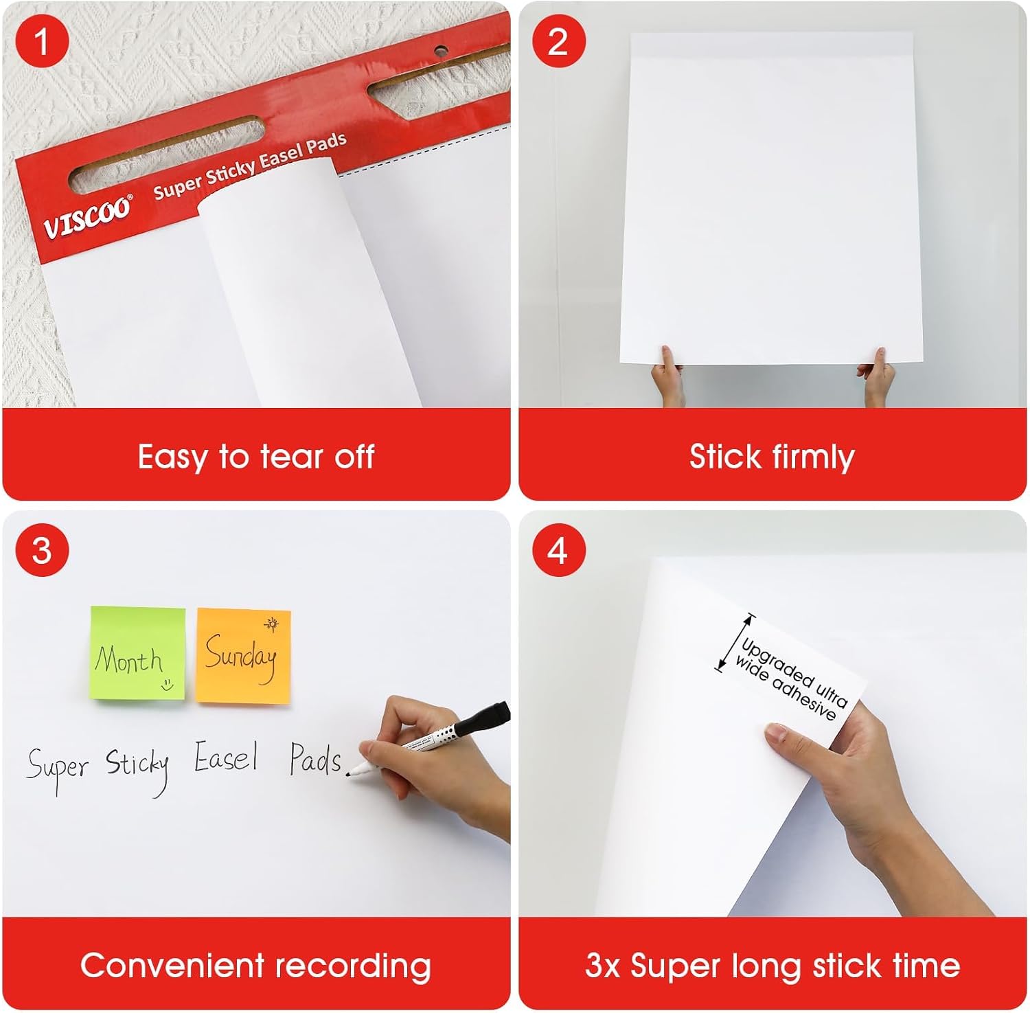 Detalle 2 de VISCOO Sticky Easel Pad, 25 x 30 Inches, 10-Pack, Thick Paper