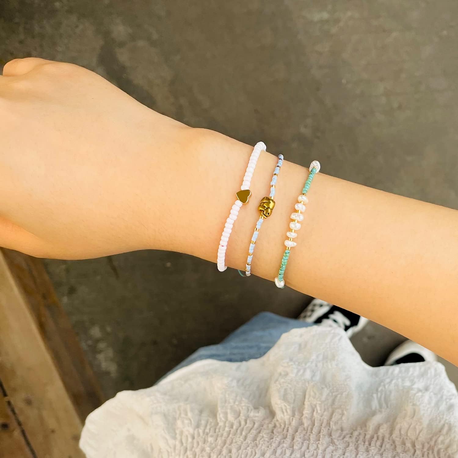 Detalle de KELITCH Glücklich Gold Elefant Strang Armbänder – Handgefertigter Boho Schmuck für Damen
