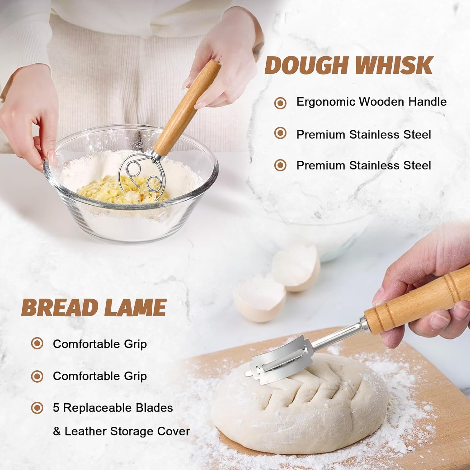 Thumbnail 2 de Sourdough Proofing Basket Set 10" 🥖