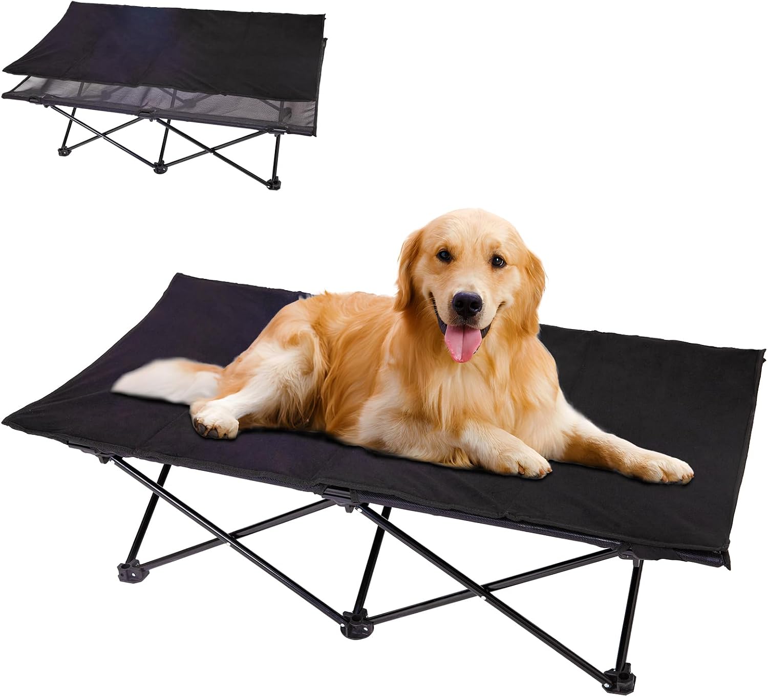 Detalle de KingCamp Letto Rialzato per Cani con Tappetino Scamosciato: Comfort, Stabilità e Versatilità all'aperto