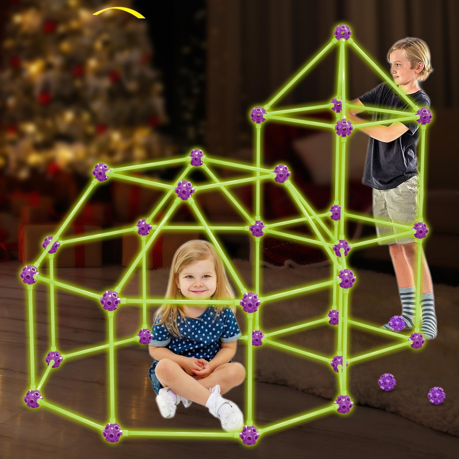 Thumbnail 6 de SpringFlower 100 PCS Glow in The Dark Fort Building Kit