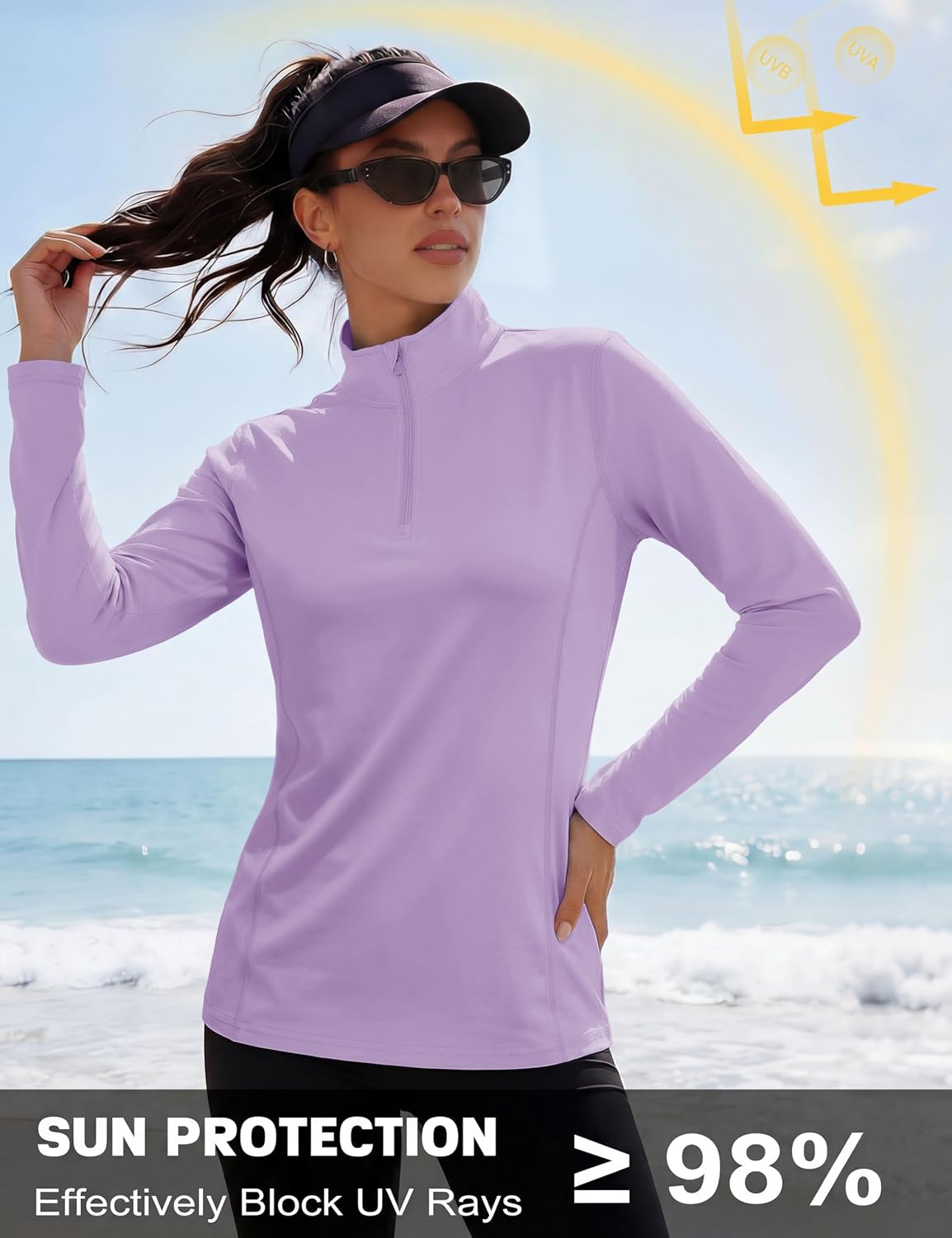 Detalle de MAGCOMSEN Women's Quarter-Zip Polyester Shirt