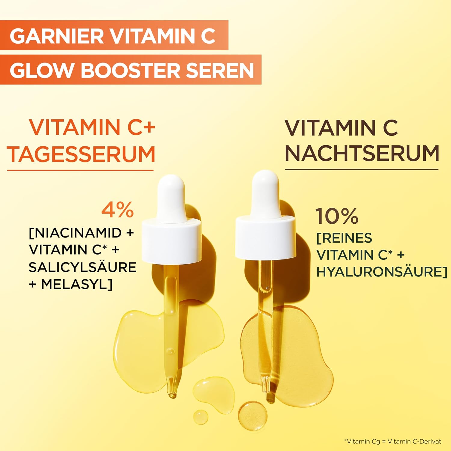 Detalle de Garnier Vitamin C Serum Set für Tag & Nacht – Anti-Pigmentflecken mit Niacinamid (4%) und Vitamin C (10%)