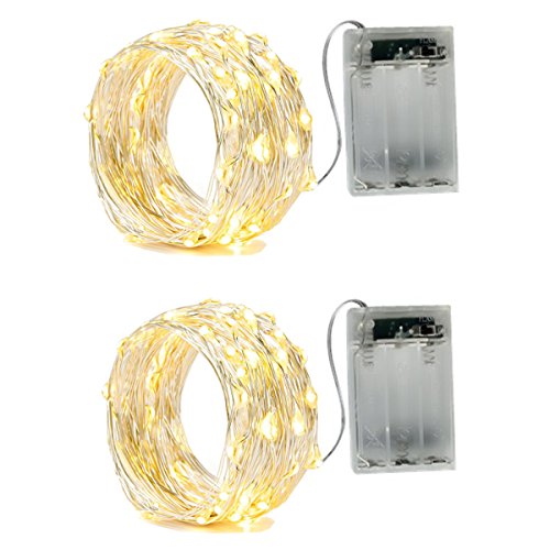 Imagen de BXROIU 2 x Guirnalda Luces a Pilas (5 m, 50 LED, Alambre Plateado) – iluminación versátil para interiores en OfertitasTOP