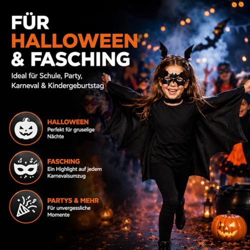 Detalle 2 de TK Gruppe Timo Klingler Fledermauskostüm für Kinder, 4-teilig in Schwarz