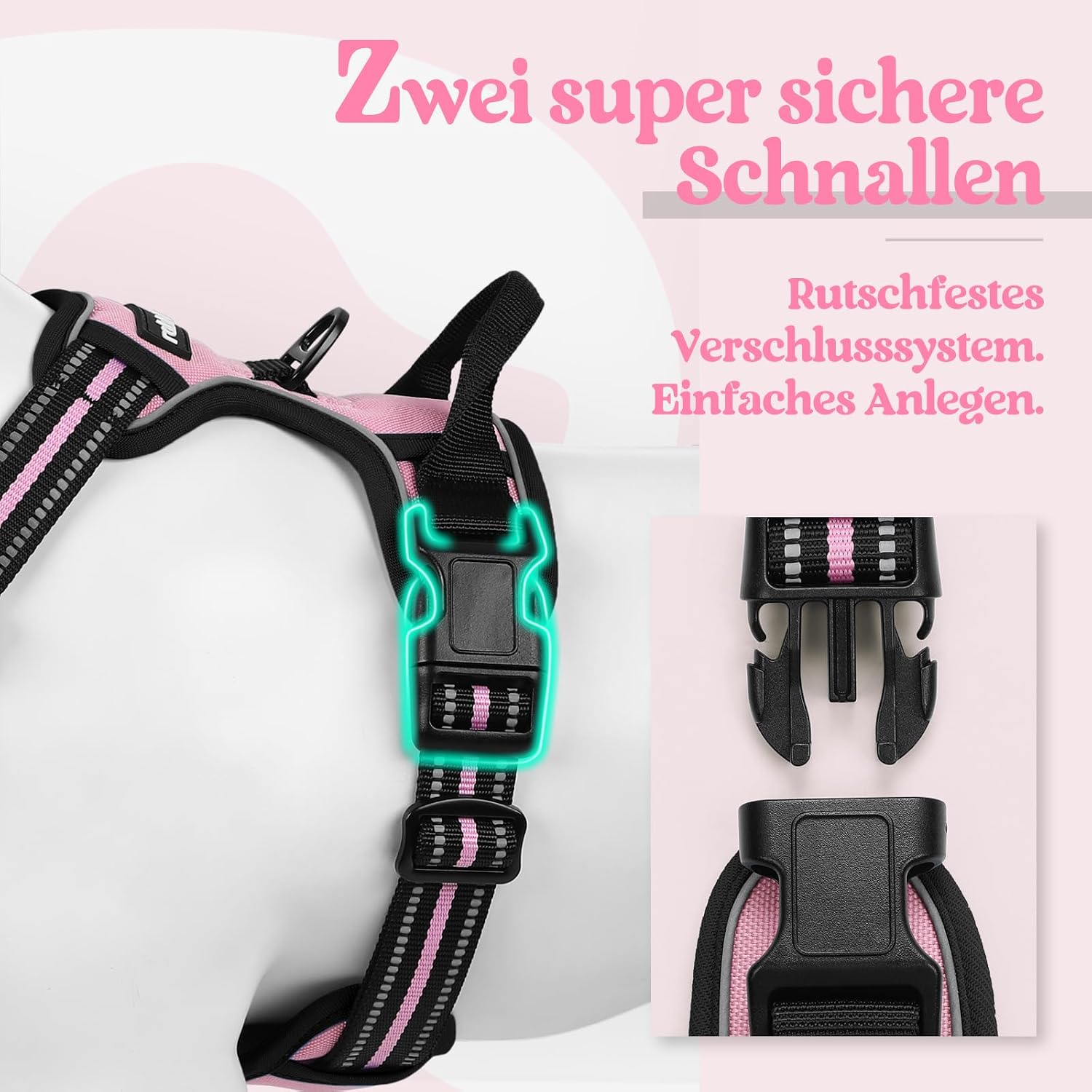 Detalle de rabbitgoo Hundegeschirr (Größe XL) mit Anti-Zug & Anti-Würge, verstellbar, reflektierende Streifen – sicherere Führung bei Spaziergängen