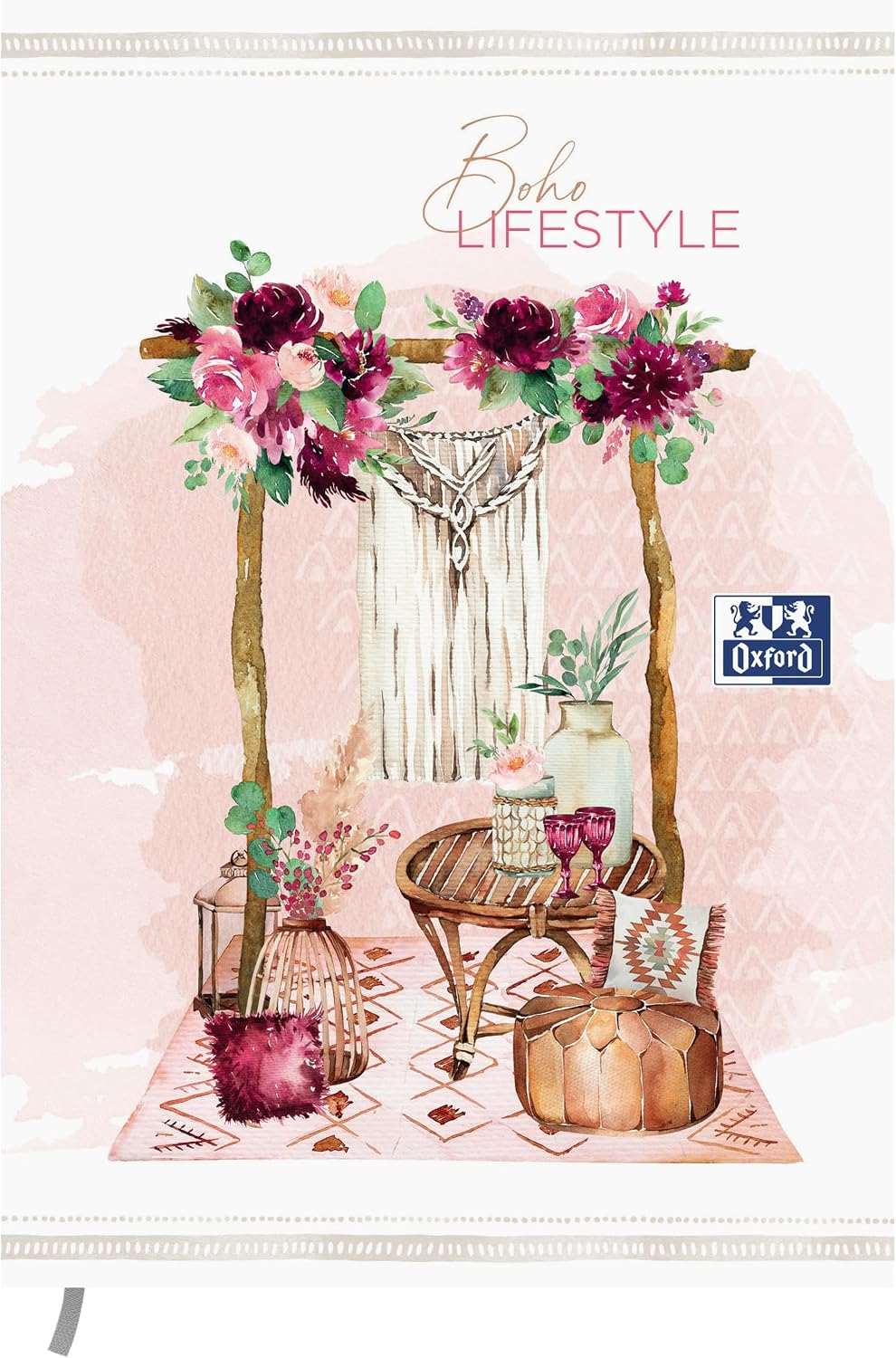 Agenda Oxford Boho Chic 12x18 cm – 1 jour par page, 352 pages (Sept 26–Sept 27 Nature)