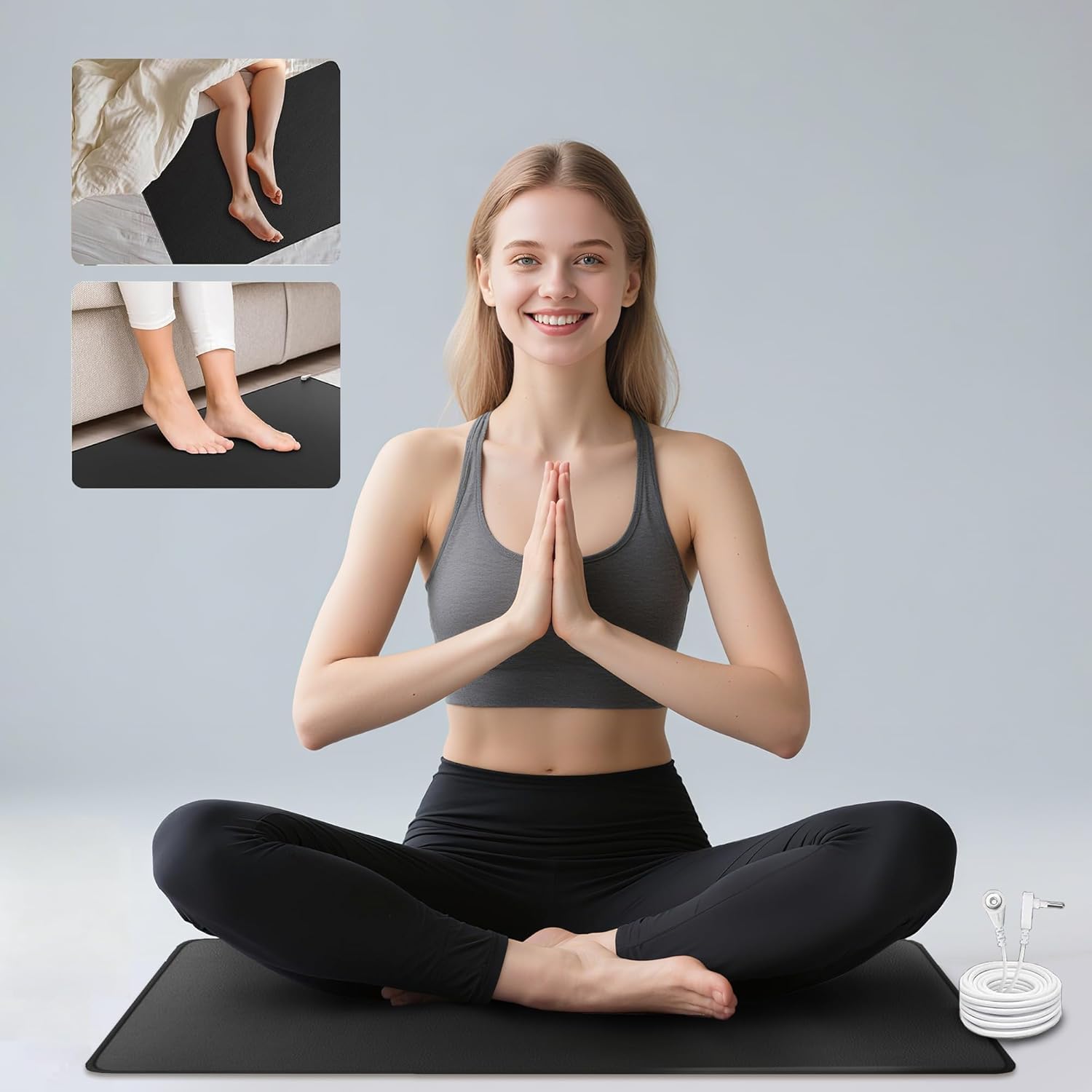 Detalle de ATE Health Grounding Fitted Sheet with Silver Fibre, Wristband and 15 ft Cord