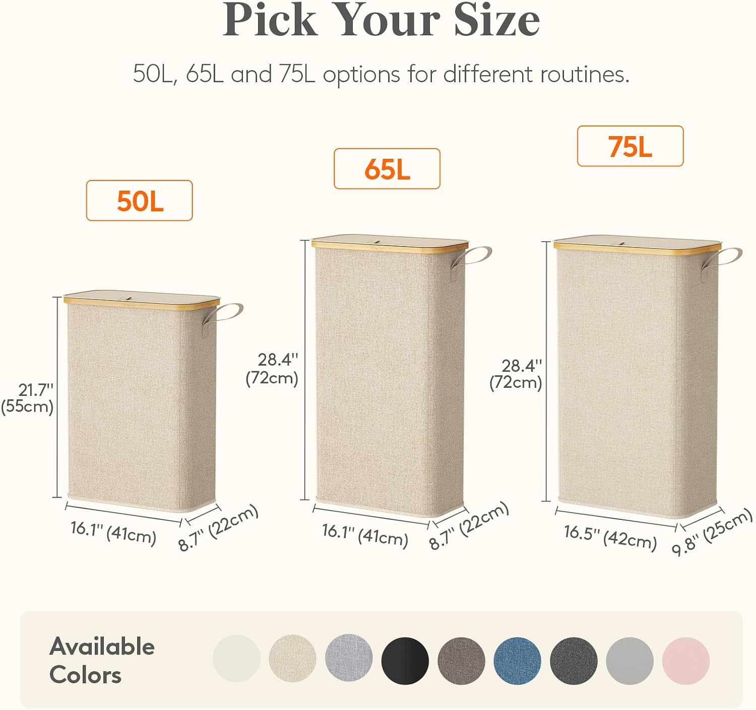Thumbnail 5 de Lifewit 65L Slim Laundry Hamper with Lid