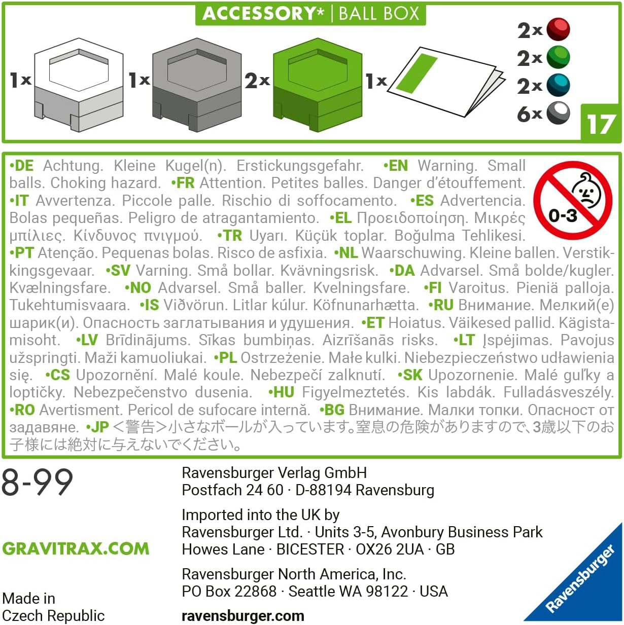 Detalle de Ravensburger GraviTrax Accessory Ball Box 27468 – Zubehör-Set mit Kugeln und 4 Aufbewahrungsboxen (ab 8 Jahren)