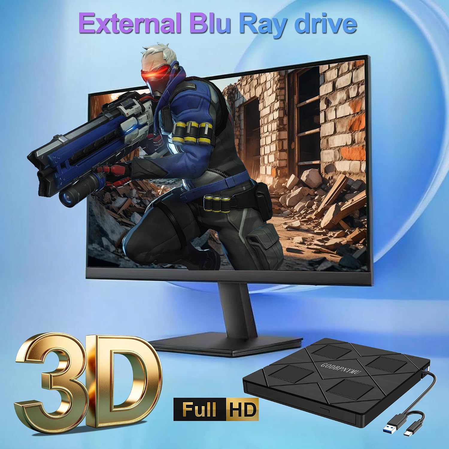 Thumbnail 3 de GODBPNYMU bt638 External Blu-ray Drive, 8-in-1 USB-C Hub & Card Reader