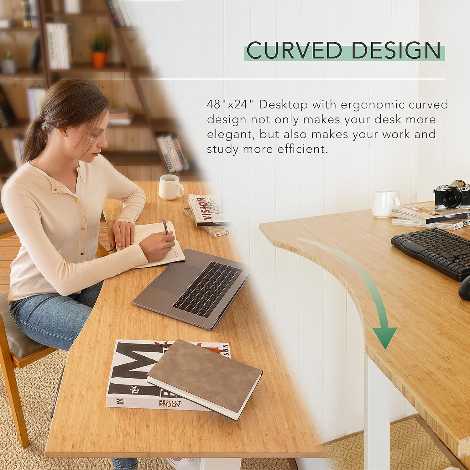 Thumbnail 6 de FlexiSpot standing desk with bamboo desktop