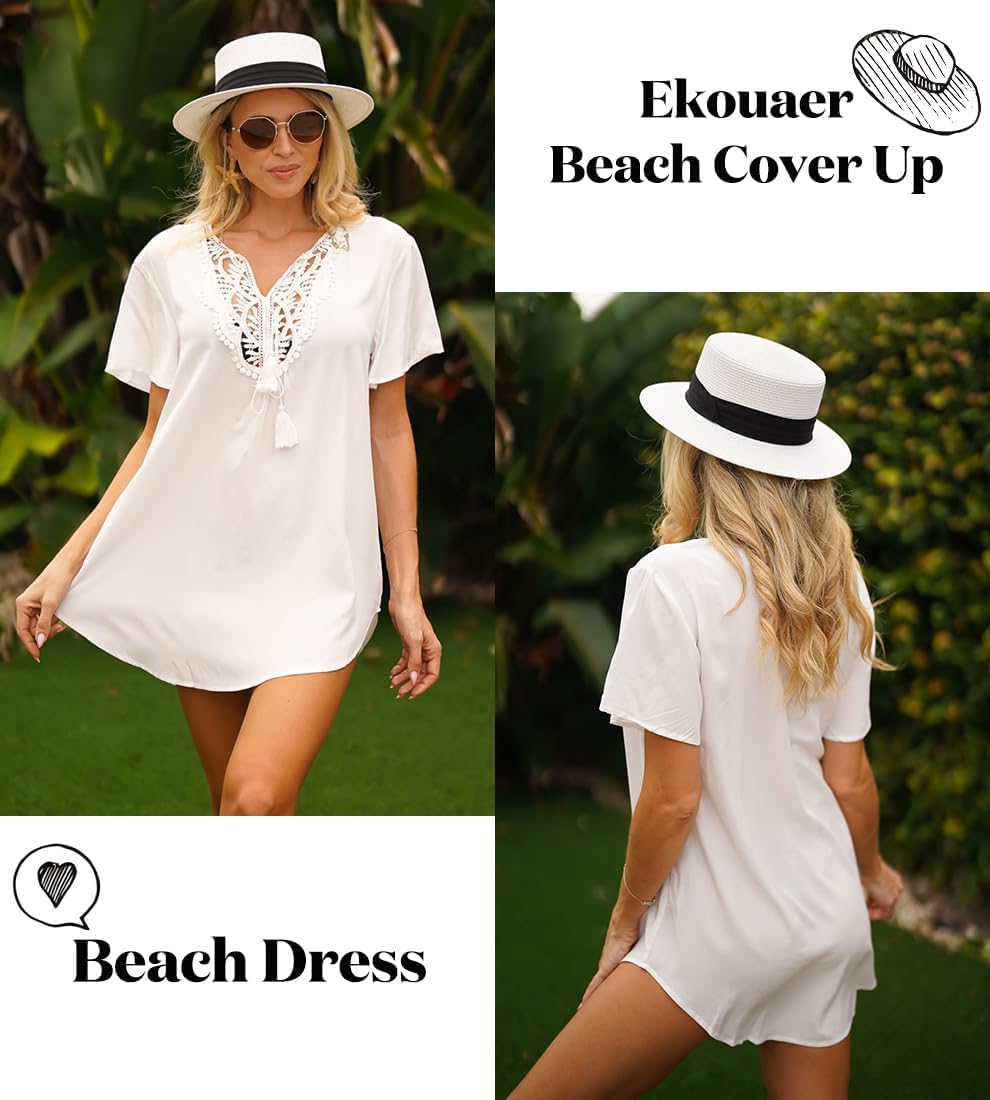 Detalle 2 de Ekouaer Beach Cover Up V-Neck S-XXL