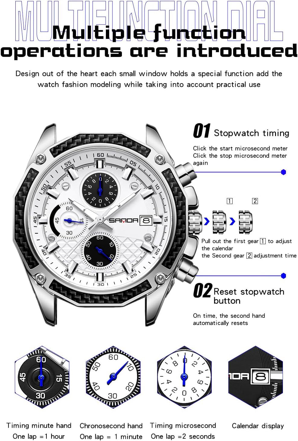 Thumbnail 1 de TICKEEN Uomo orologio analogico al quarzo con cronografo, calendario e impermeabile 3ATM