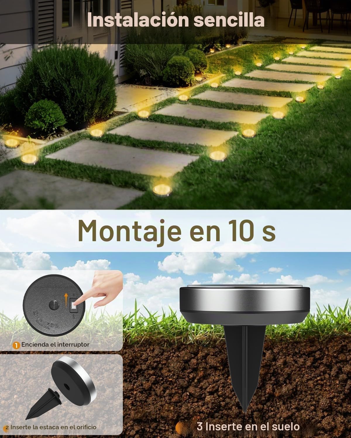 Thumbnail 5 de btfarm 8 Paquetes Luces Solares LED Exterior 8 LED