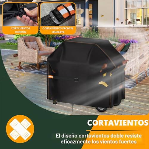 Detalle de Enzeno Cubierta para Barbacoa Resistente a la Intemperie 145x61x120 cm – Negro