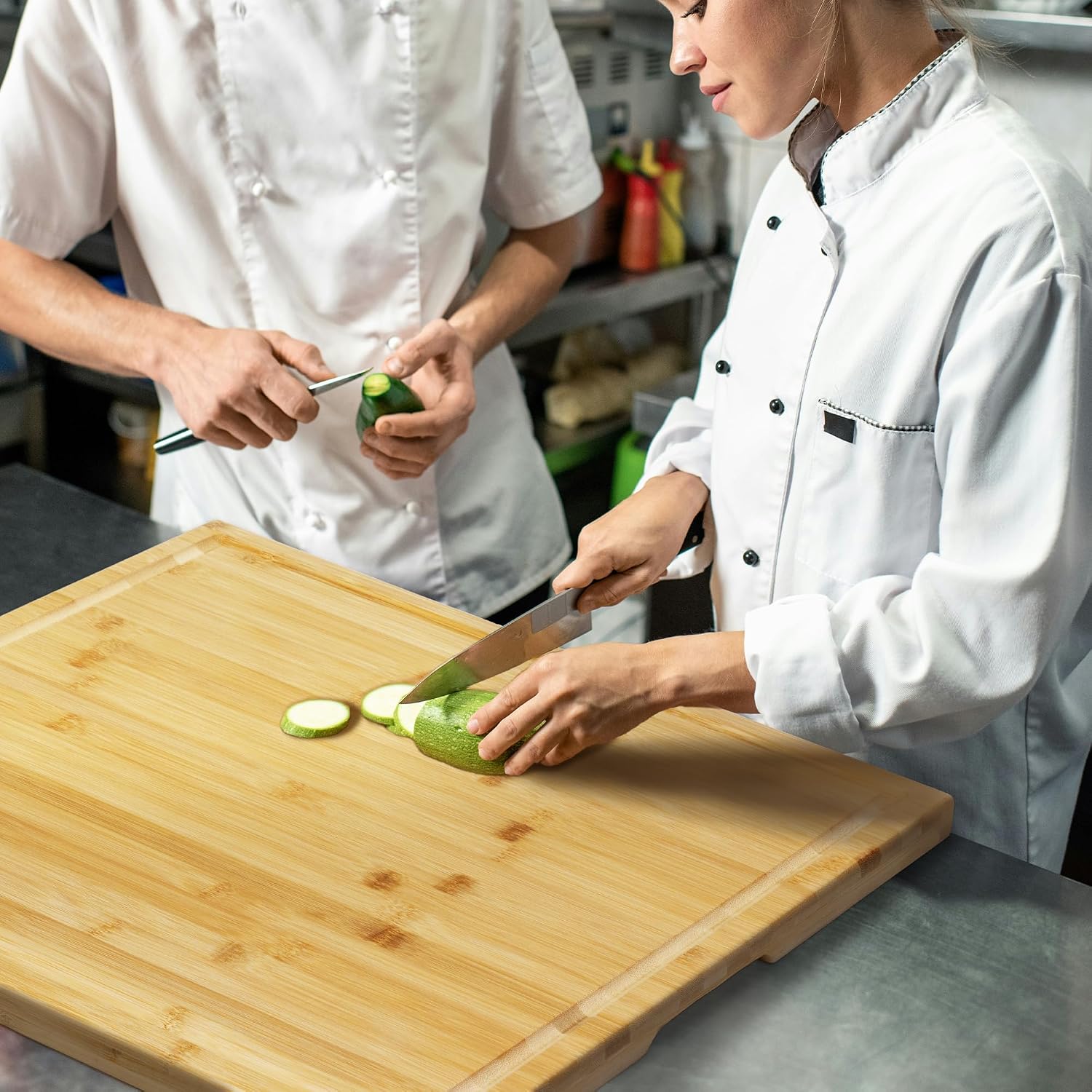 Thumbnail 6 de Utoplike ZCB-20X20 XL Bamboo Cutting Board, 50.7 cm Square with Juice Groove