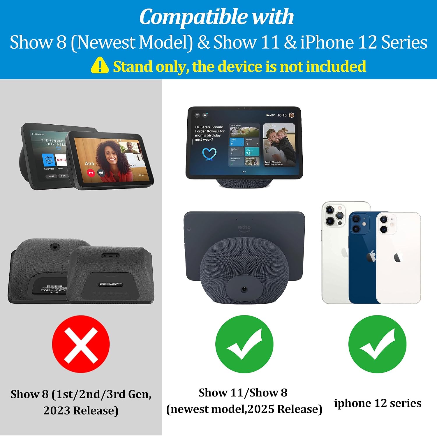 Detalle de PlusAcc Stand for Show 11 & Show 8 (2025 Release) and iPhone Models — Adjustable Tilt Table Display
