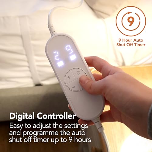 Thumbnail 2 de Igenix Electric Heated Blanket, Fitted Mattress Underblanket – 9 Heat Settings, 9-Hour Timer (Double, White)