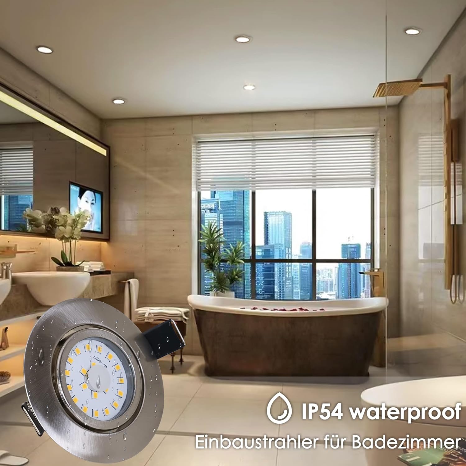 Thumbnail 1 de LED Einbaustrahler 3-Stufen Dimmbar Ultra Flach 6W, 3000K Warmweiß, 6er Set – IP54, 30° Schwenkbar