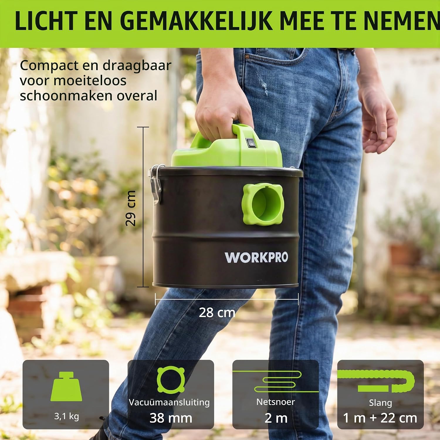 Detalle de WORKPRO W125443A aszuiger, 10 liter, 700 W en blaasfunctie