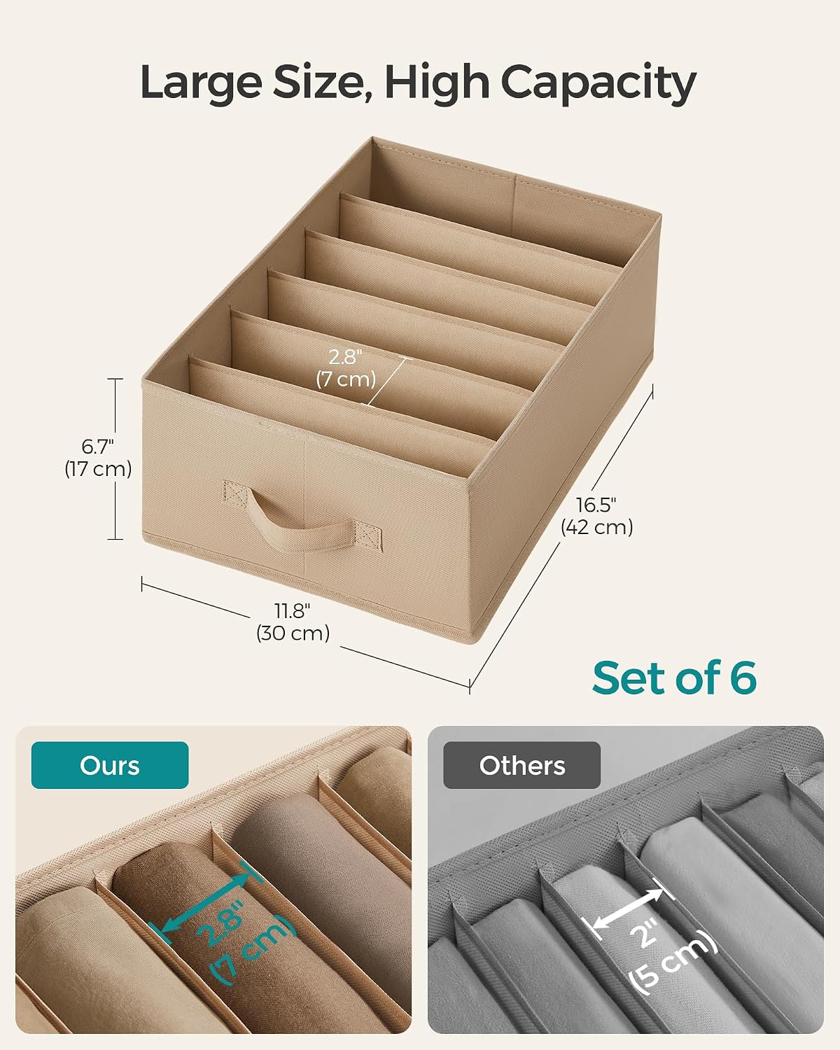 Detalle de SONGMICS TINA Collection RUS009K02 Drawer Organisers, Set of 6, Foldable