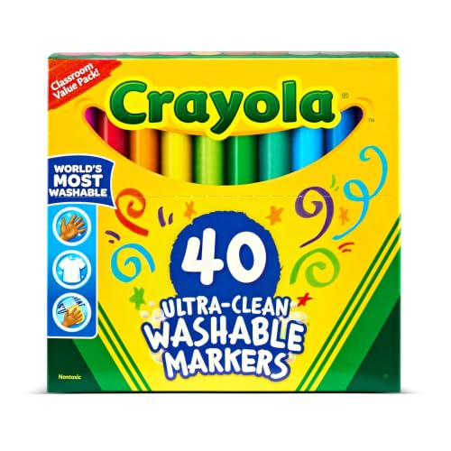 Detalle de Crayola Ultra Clean Washable Markers (40ct) – Broad Line Art Markers for Kids