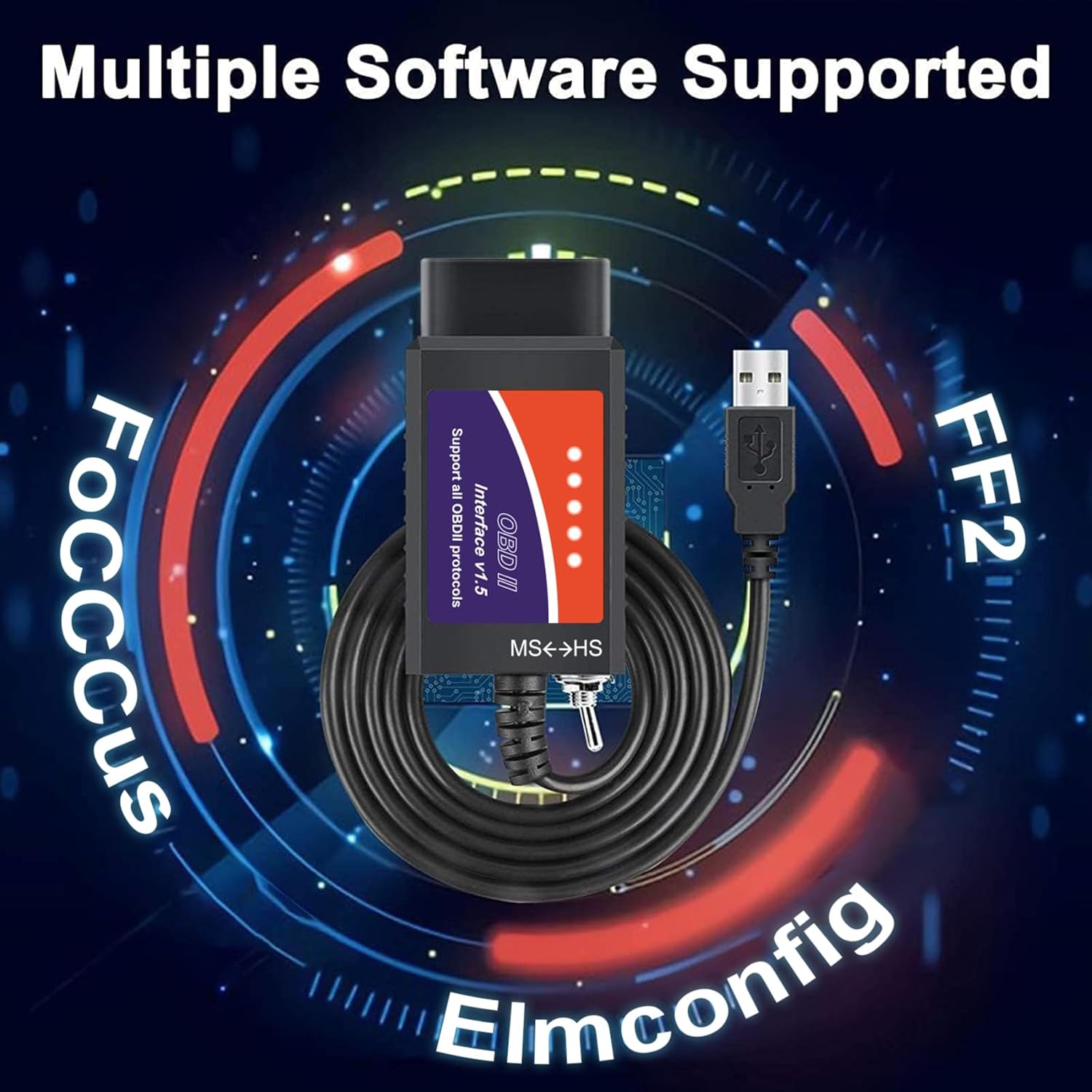 Thumbnail 2 de Forscan ELMconfig OBD2 USB Scanner with MS-CAN/HS-CAN Switch for Ford, Lincoln and Mazda