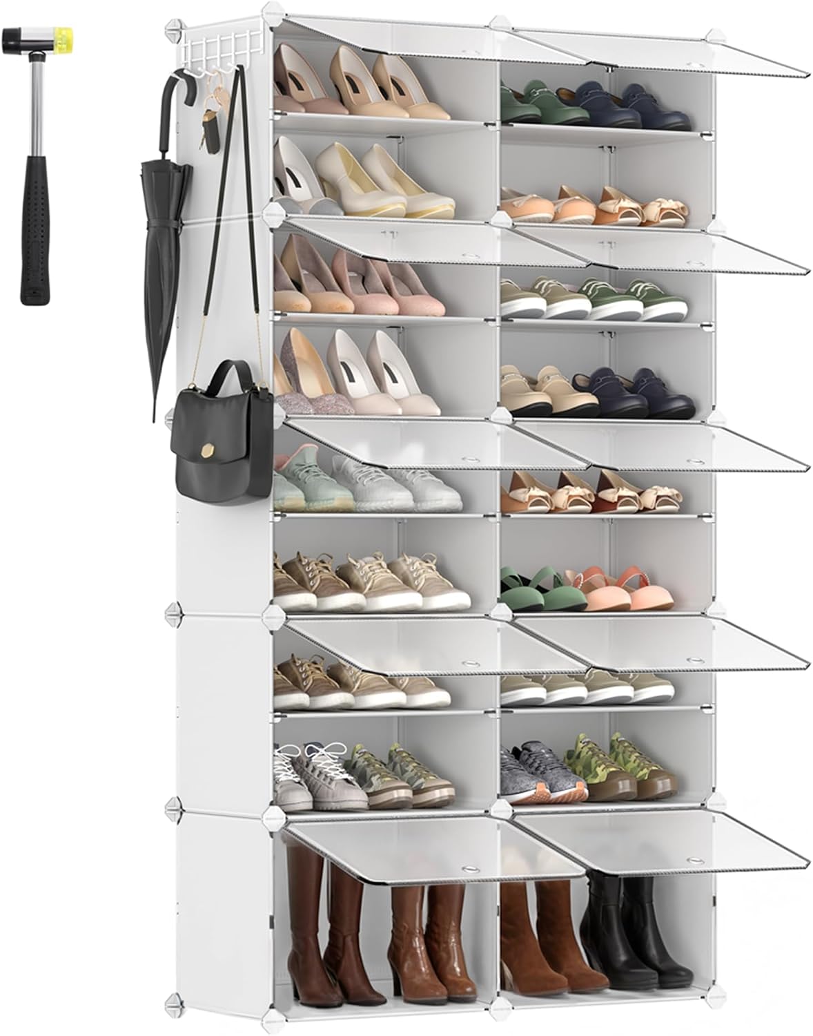 Detalle de SONGMICS LPC035W01 – modułowa szafka na buty, 10 komór, drzwi i haczyki