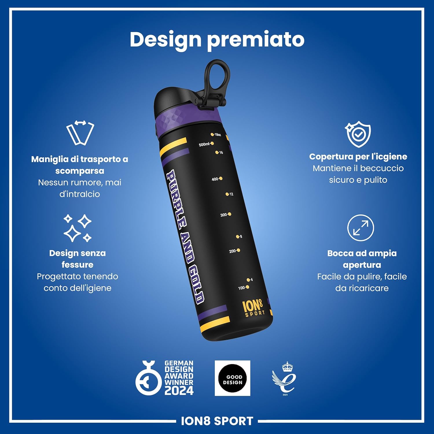 Thumbnail 5 de Ion8 NBA Borraccia 500 ml: a prova di perdite, comoda da aprire e lavabile in lavastoviglie