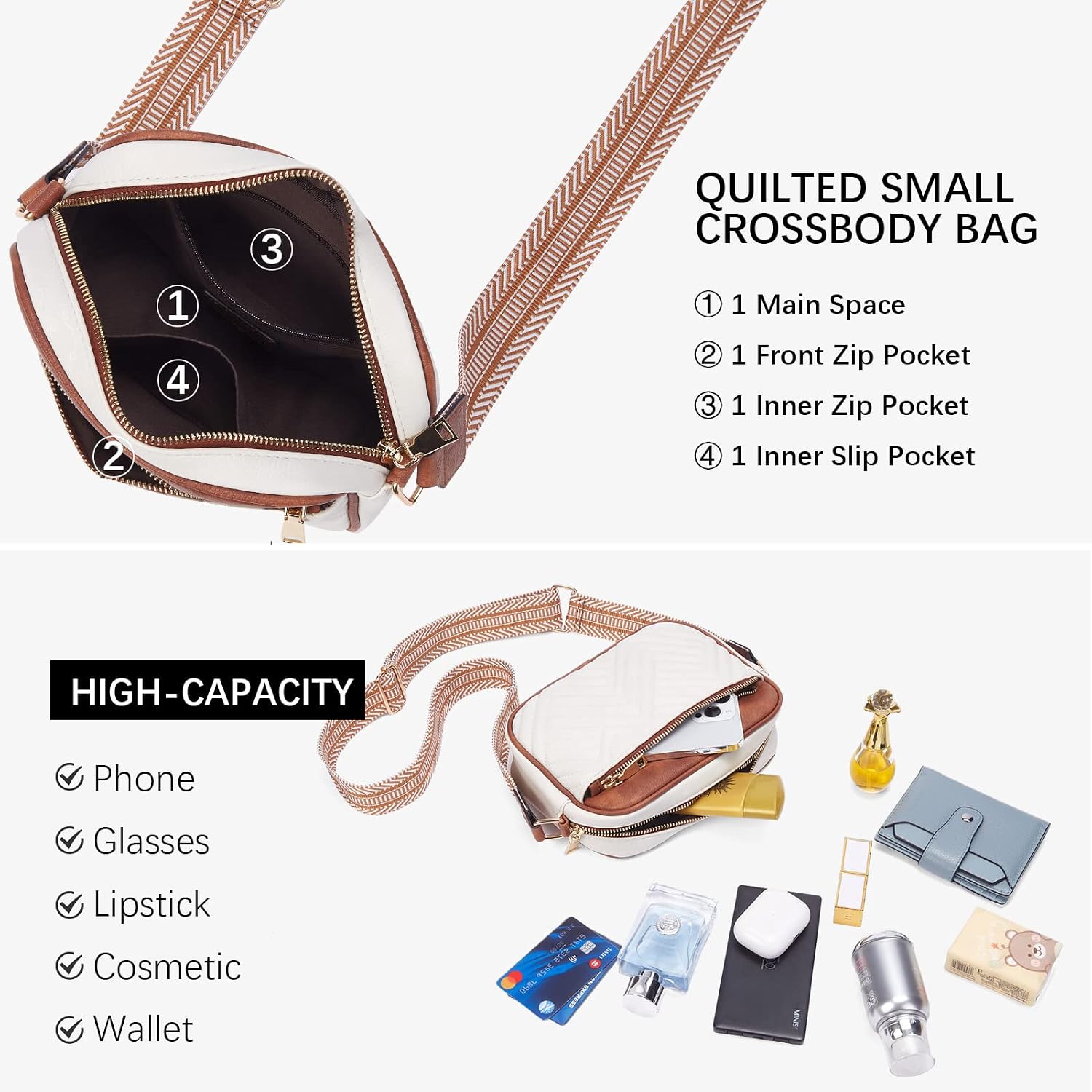 Thumbnail 4 de BOSTANTEN Quilted Crossbody Bag 8.7"