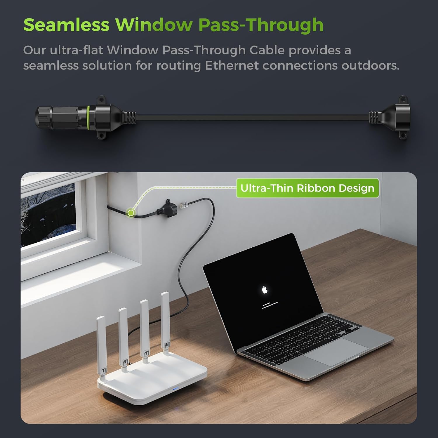 Detalle 2 de WXPSKY Starlink Window Cable Pass Through, Flat RJ45, IP68, 10Gbps