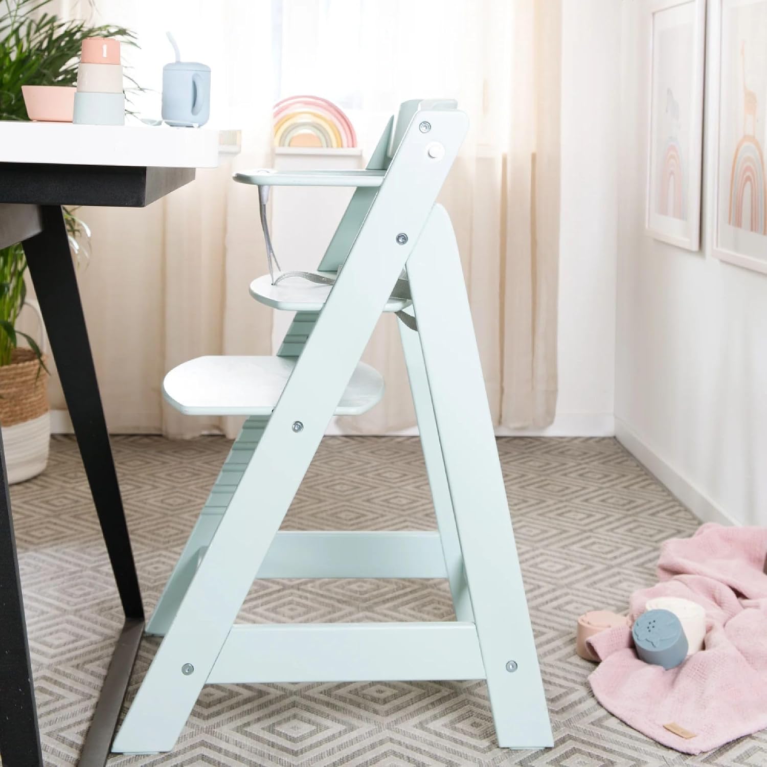 Detalle de roba Babyhochstuhl Sit Up Flex – Mitwachsender Hochstuhl aus Holz, Mint
