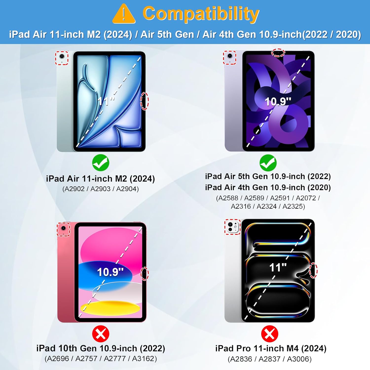 Thumbnail 1 de Fintie Hybrid Hülle für iPad Air 11 Zoll (M4/M3/M2, 2026/2025/2024) & iPad Air 4/5 10,9 Zoll – stoßfest mit Stifthalter, Meeresblau